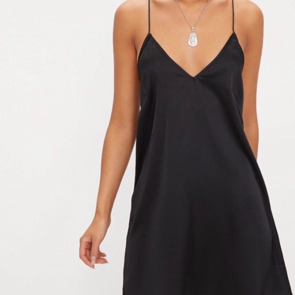 PrettyLittleThing Cami Satin Slip Dress in Gold